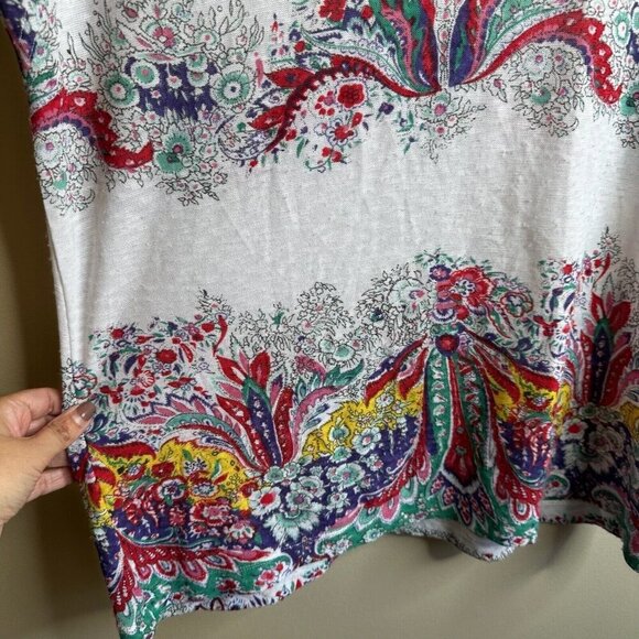 VTG Free People Top Sz M White Multicolor Floral Boho Paisley Festival Y2K 90s - Picture 3 of 8